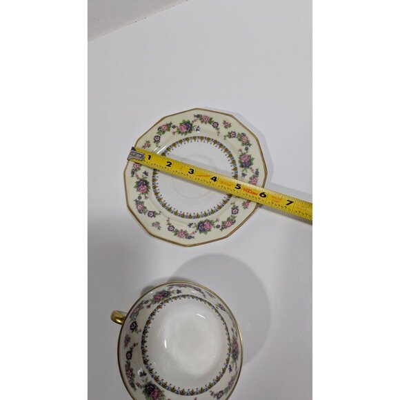 C. Ahrenfeldt Limoges France Cup Saucer Pink & Blue Flowers Gold Trim - Picture 7 of 12